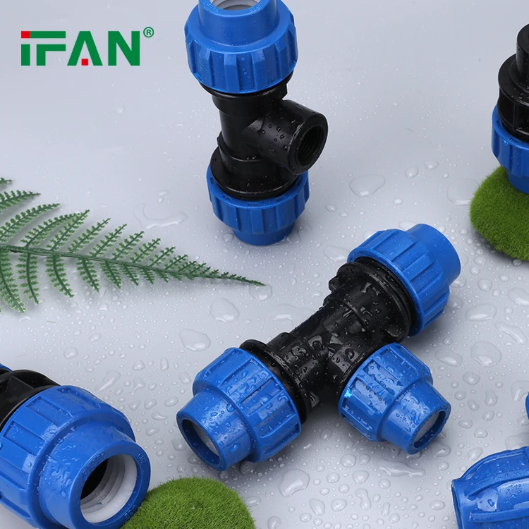 IFAN Customized Compression Fittings PE Pipe Fittings Elbow PN16 20 - 110mm Socket TEE HDPE Fittings