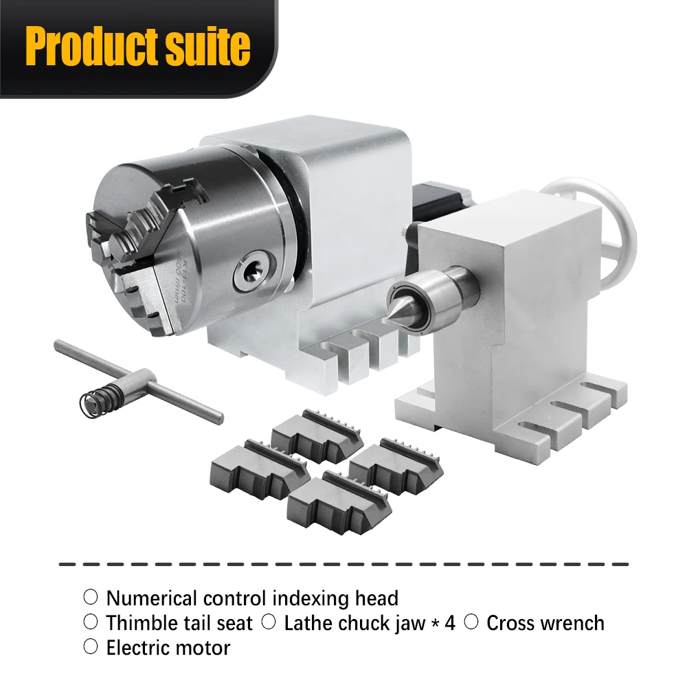 3 jaws Chuck 1:10 CNC 4 Axis Rotary K11-125 Chuck Rotary Axis 4th Axis CNC Rotary table For CNC Router Milling Machine