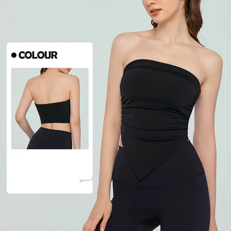 2024 New Design strapless women yoga bra with jelly silicone skinny sexy gym tank top