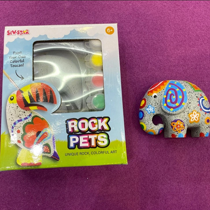 DIY 3D rock pets painting for kids arts and crafts, animal rock painting, elephant, Turtles, rhinoceros, rabbit