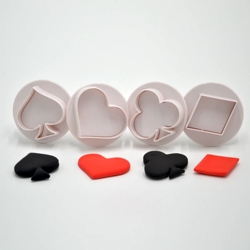  4Pcs/Set Poker Patterns Shape Cookie Mold Fondant Sugarcraft Cake Mould Biscuit Cutter Decorating Baking