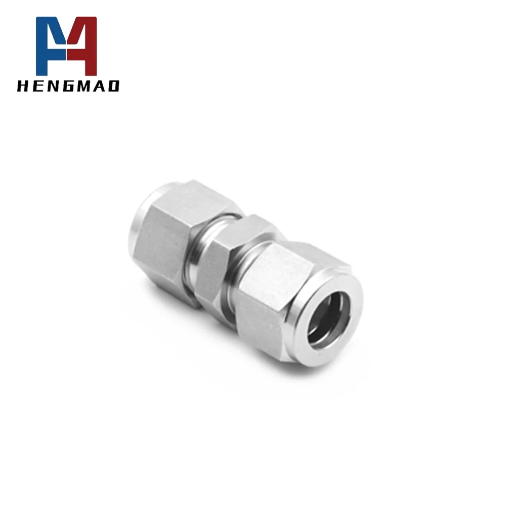 Professional Stainless Steel 304 316L Compression Straight Connector  2mm to 50mm Double Rings Tube Fittings