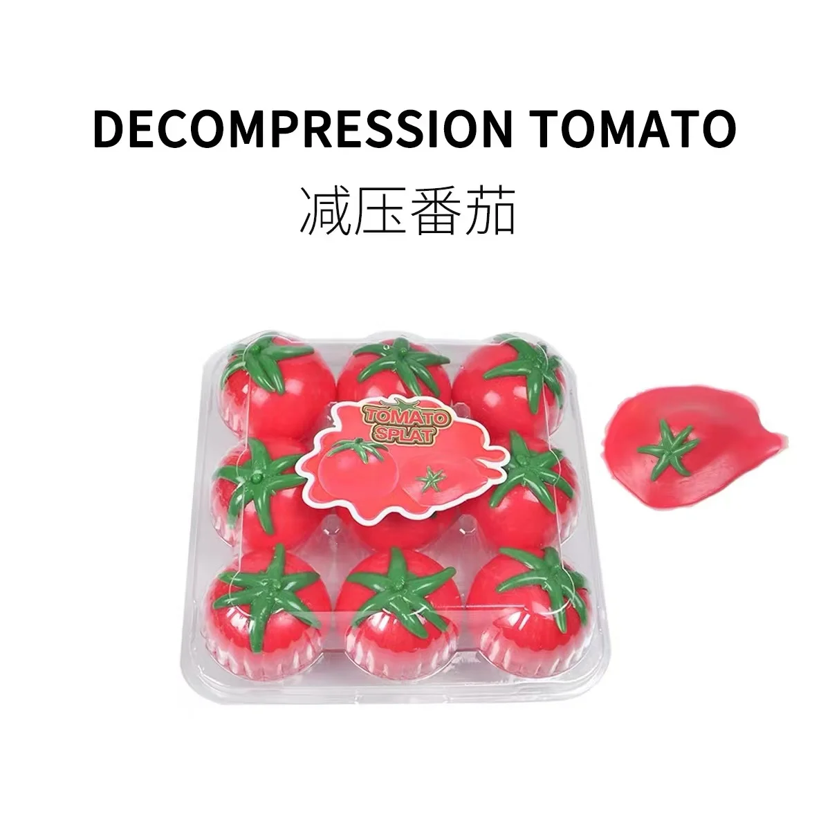Children Vegetable Shaped TPR Toys Soft Splat Tomato Ball Squishy Stress Relief Toy Balls with 12pcs