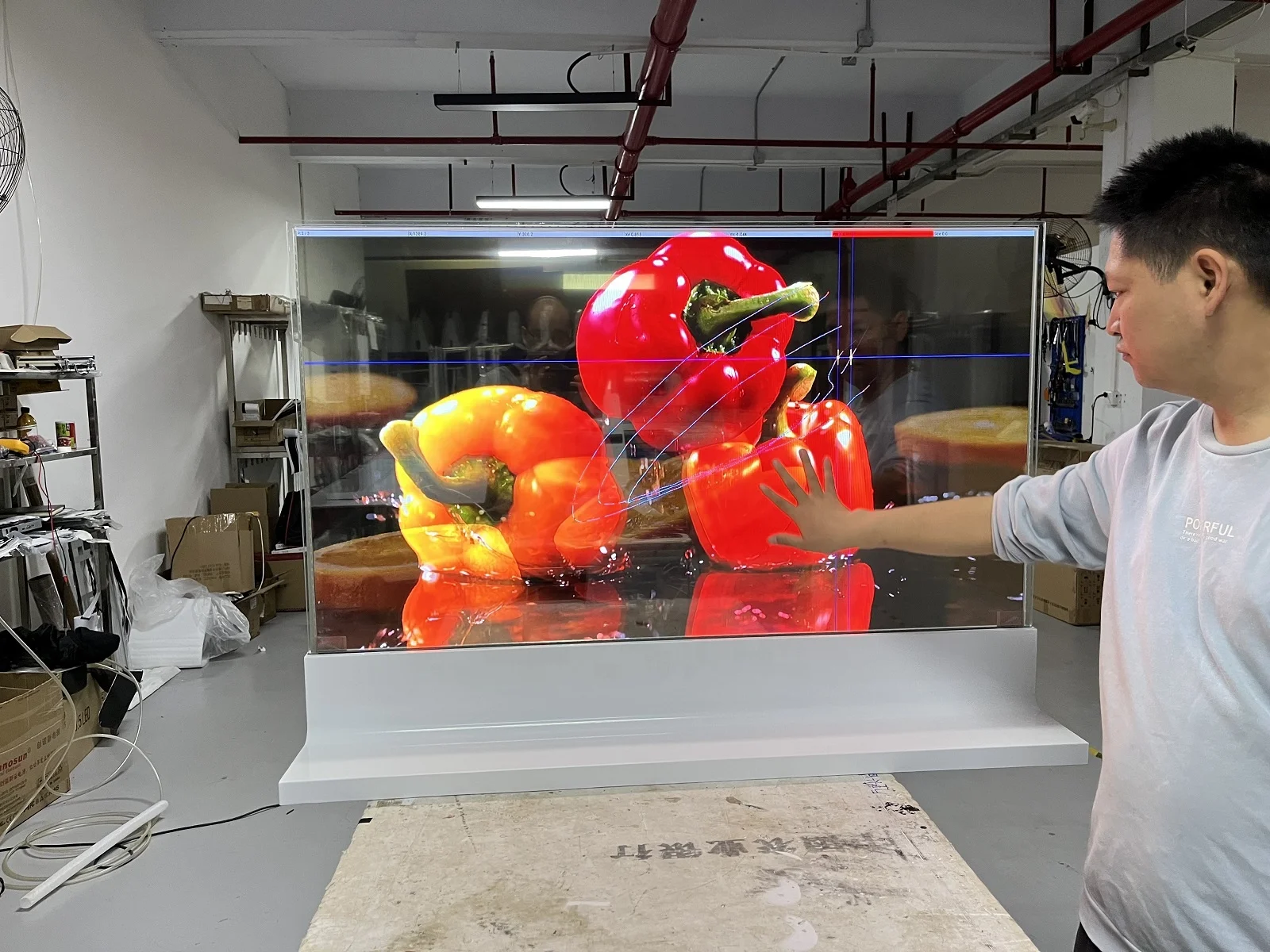 Floor standing desktop 55 inch OLED transparent screen digital signage creative OLED touchscreen display monitor