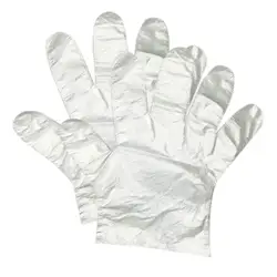 Individual Kraft Paper Pack Transparent Disposable Plastic Glovees Food Grade HDPE LDPE CPE Gloves for Kitchen Cleaning