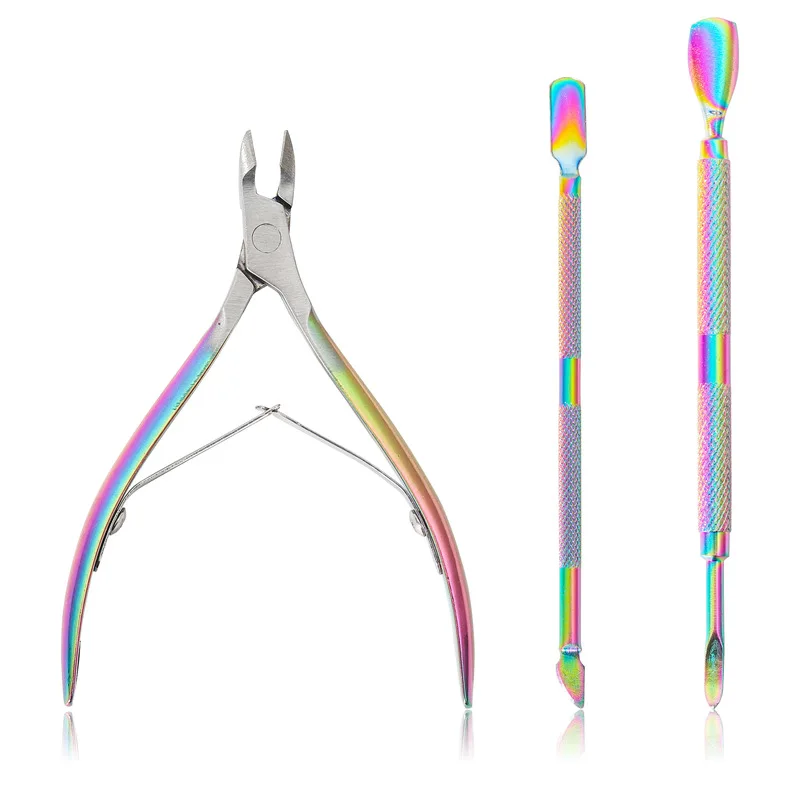 Professional Stainless Steel Cuticle Trimmer with Cuticle Pusher Remover Scissors Manicure  Nail Tools for Fingernails Toenails