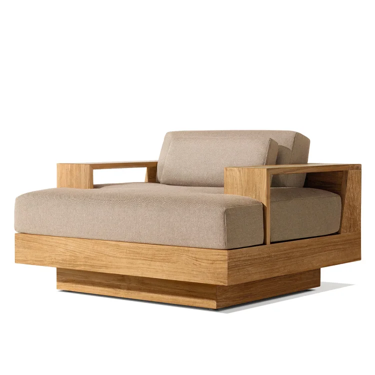 Modern Luxury Backyard Natural Teak Furniture Sofa Set Hotel Outdoor Solid Teak Wood Furniture Garden Sofas