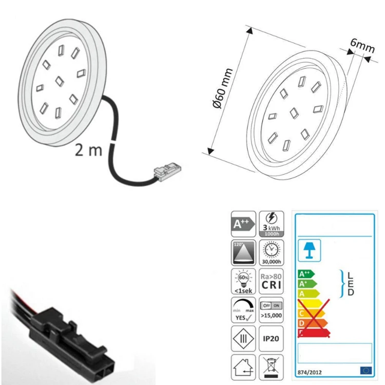  2835smd 6000k оптовая продажа Светодиодная панель для шкафа 12 Вольт круглые светодиодные светильники используемые кухонные