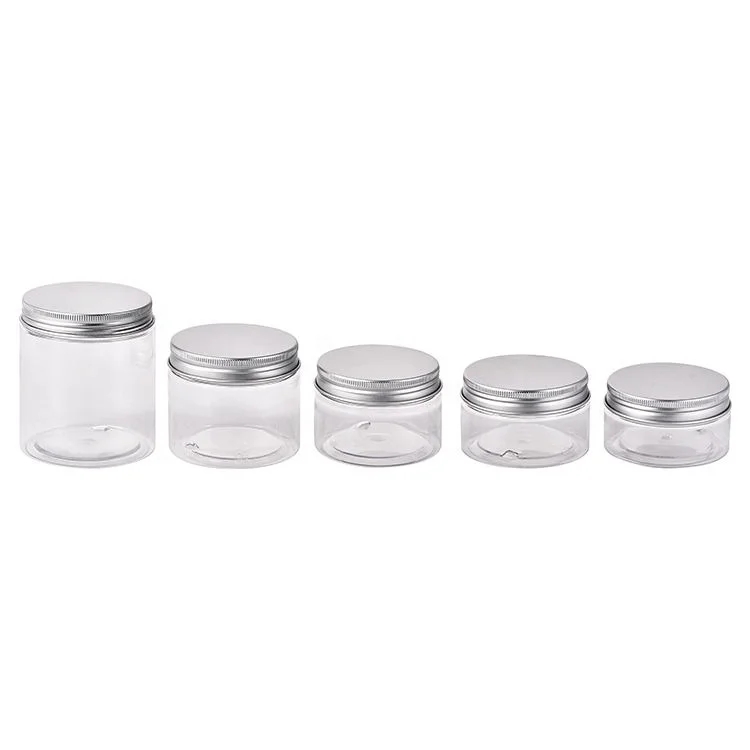 Empty Clear Wide Mouth Cosmetic Storage PET Plastic Jars with Screw Lid