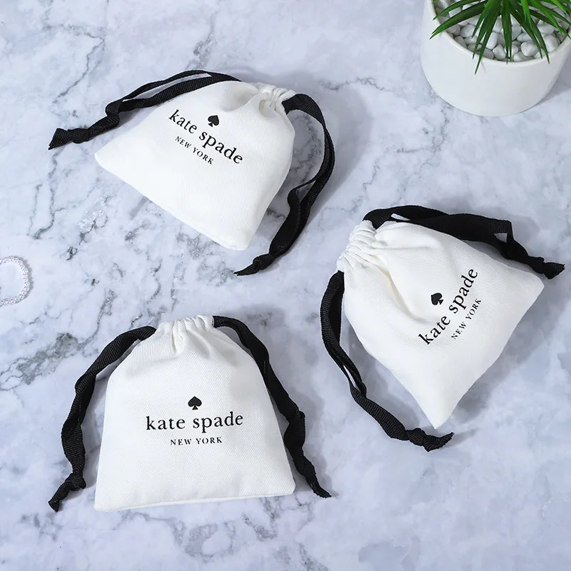 Organic cotton dust bags custom logo printing cotton jewelry packaging pouch
