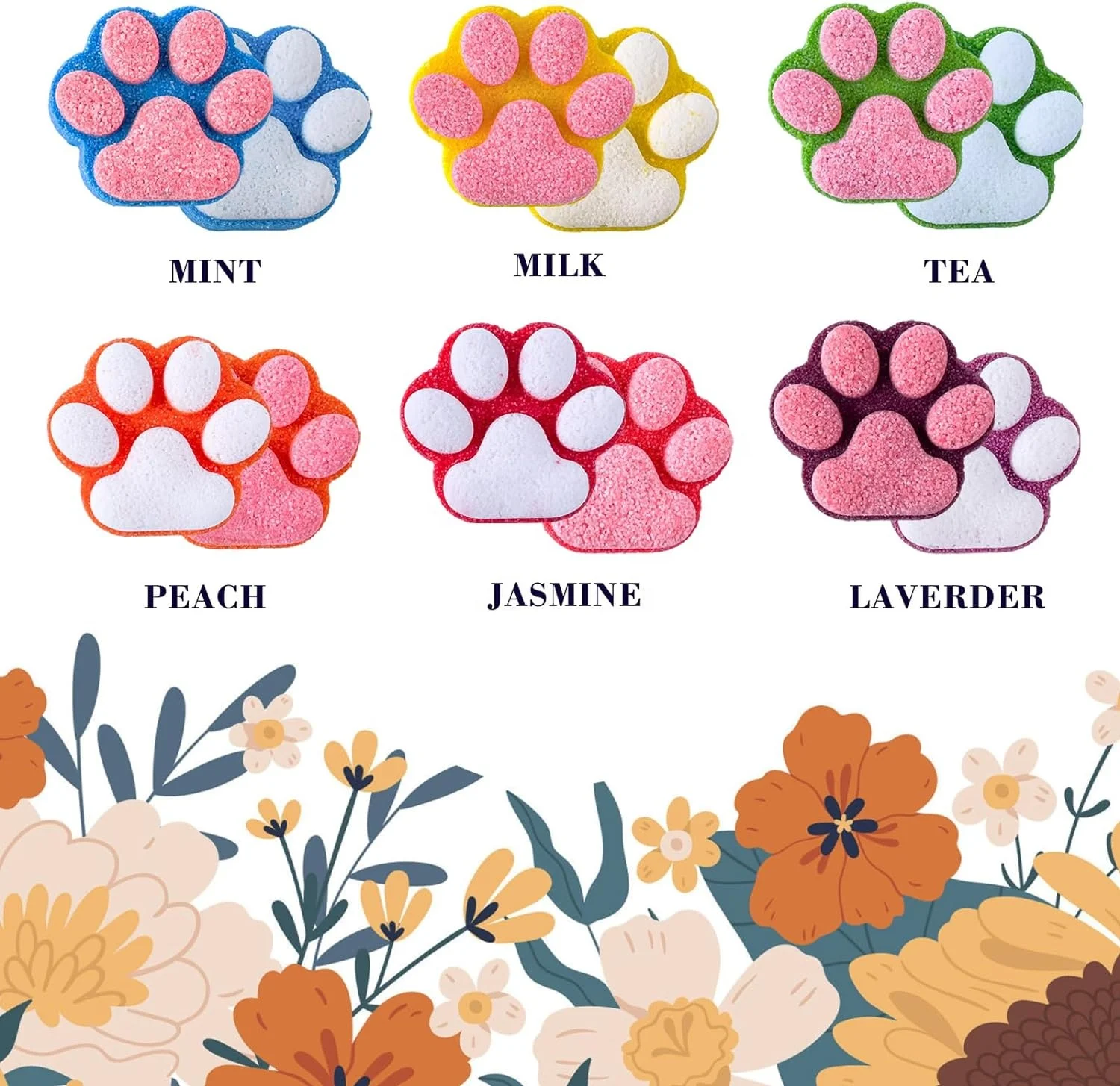 12 Pcs Colorful Handmade Natural Bath Ball Paw Bath Bomb for Kids with Surprise Toys Inside