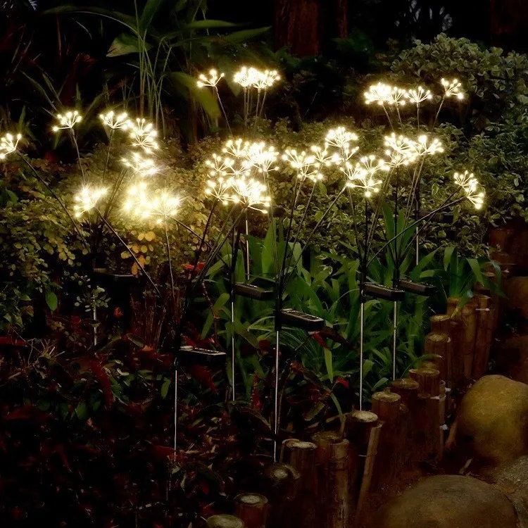 Woohaha Outdoor Solar DIY Firework lights Solar Powered Decorative Stake Flowers Solar Garden Light