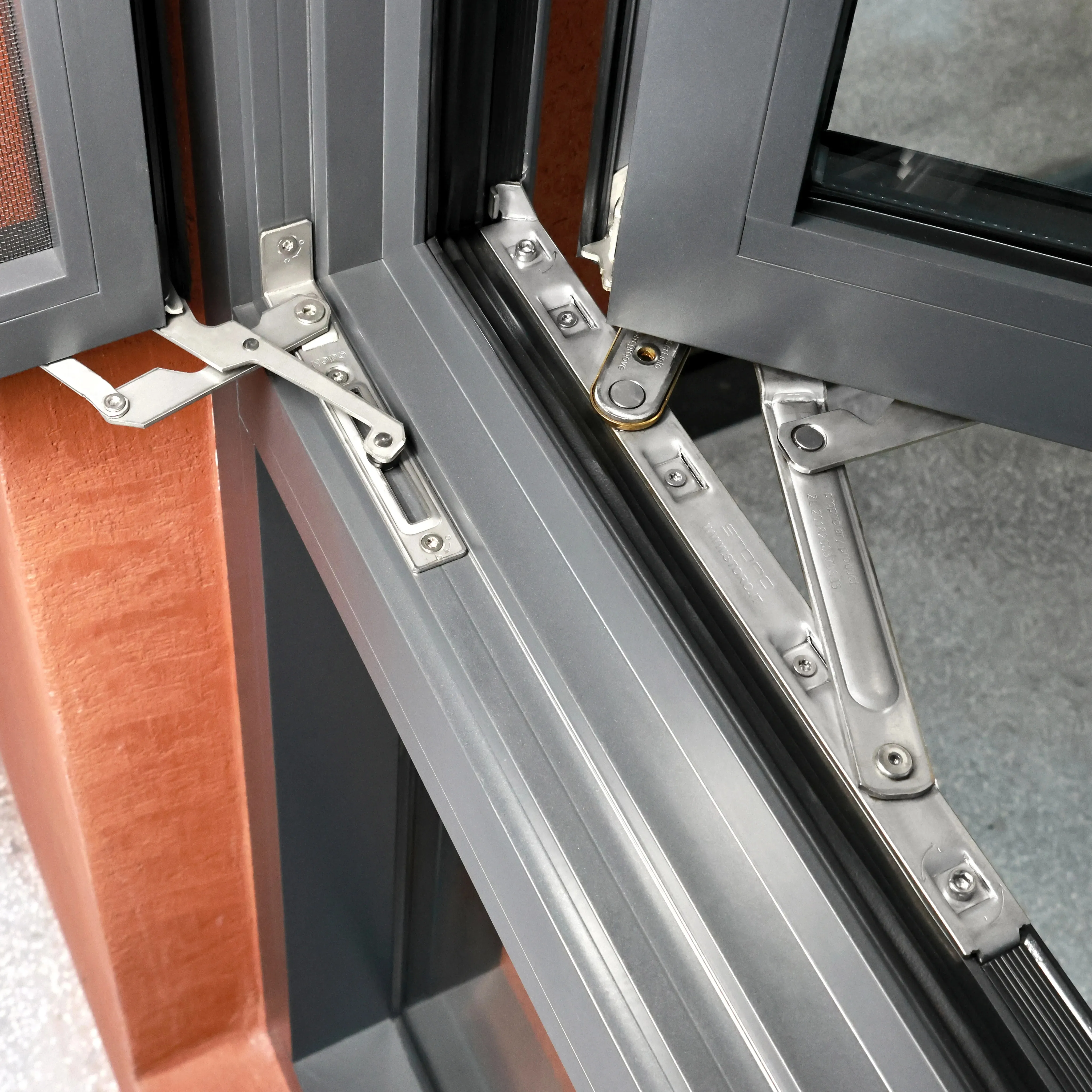 Modern Thermal Break Soundproof aluminum glass Windows bathroom Double-Glazed Top Hung Windows