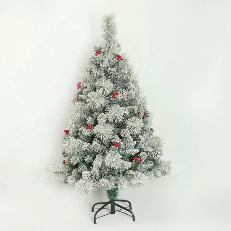 Wholesale white flocking tree fruit and pine nut mix snow Christmas tree decoration