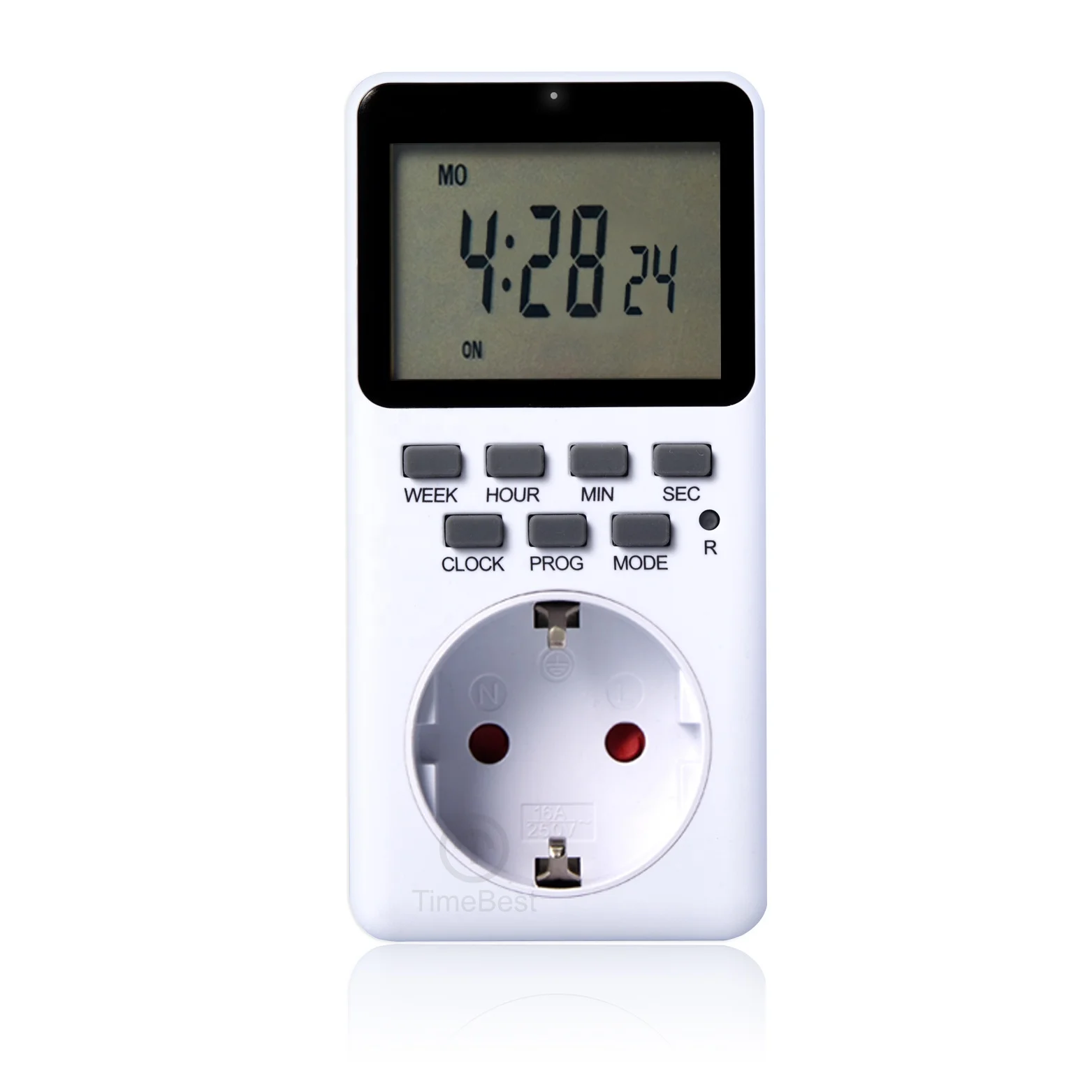 LCD 230V 16A 8ON/OFF Display Digital Timer Plug with Socket Standard Grounding with Rechargeable Battery