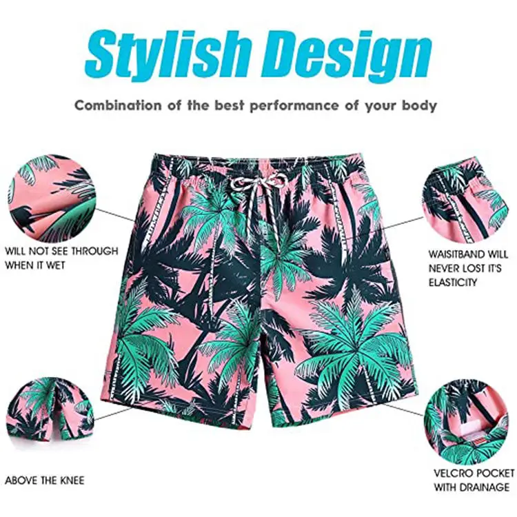 Sublimation Printed Swimming Swimwear With Logo Mens Swim Wear Fitness Custom Boardshorts Beach Shorts Swim Trunks For Men