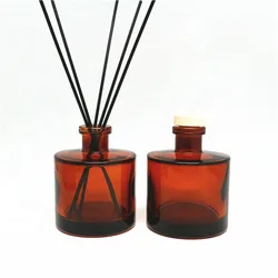 200Ml Amber Cylinder Aromatherapy Bottle Fire-Free Rattan Aromatherapy Diffuser Glass Bottle