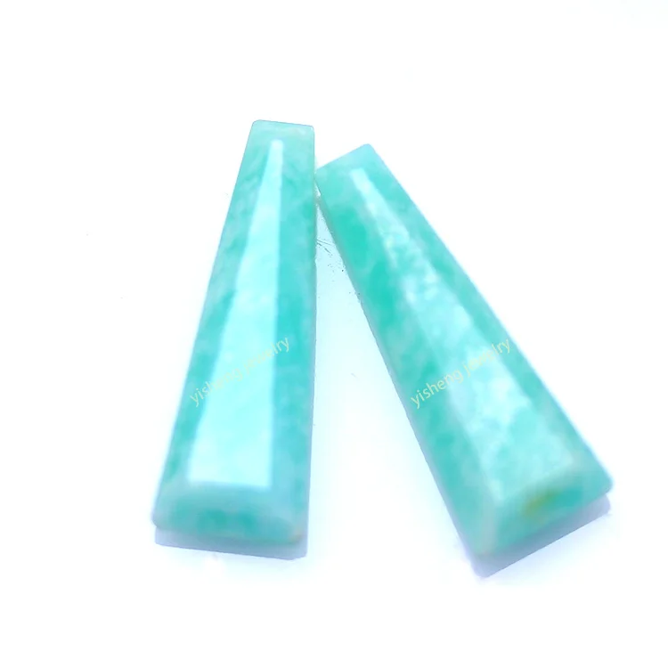 Loose Gemstones Manufacturer Trapezoid Steps Both Sides New Arrival Light Green Amazonite Jade Stones Wholesale