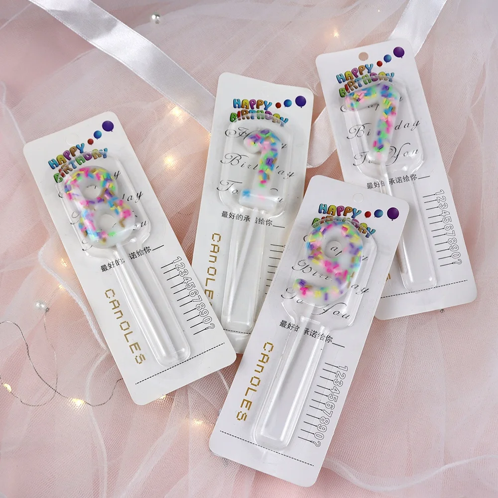 Cake Number Candle Topper Decoration Candle Colorful Birthday Party for Party Hot Selling 0-9 Blister Card Paraffin Wax