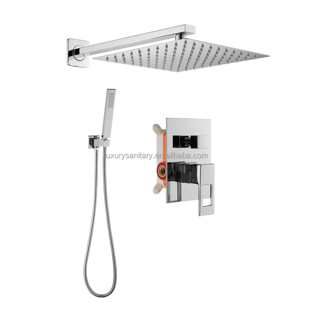 Черный душ для ванной комнаты, скрытый смеситель для горячего и холодного душа с настенным креплением, набор для скрытого душа