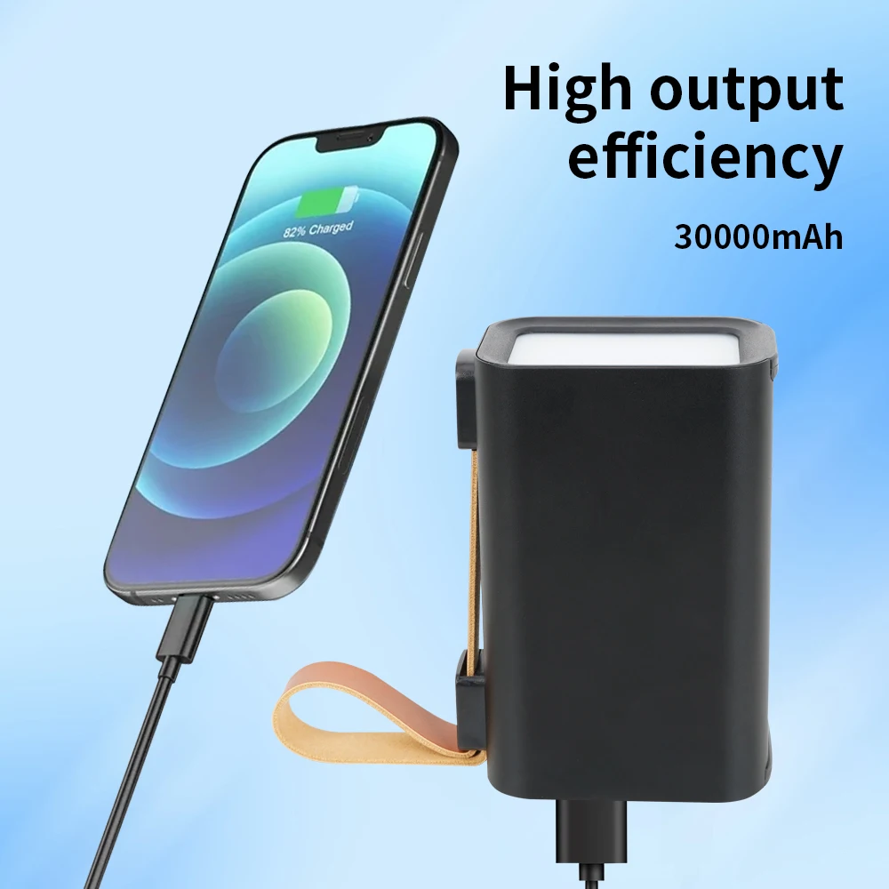 ODM Portable Power Bank Outdoor Travel Power Banks 30000Mah Fast Charger Powerbank with LED Light