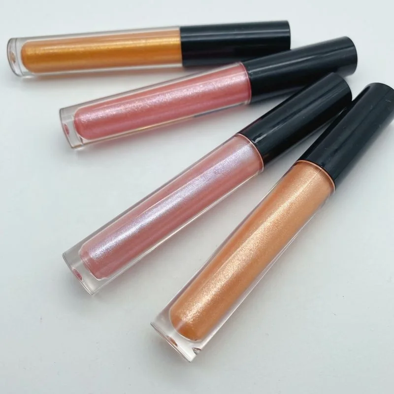 Wholesale Lipgloss Gloss Bulk Waterproof Lipstick Glitter Lipgloss Makeup Private Label Black Tubes Lipgloss