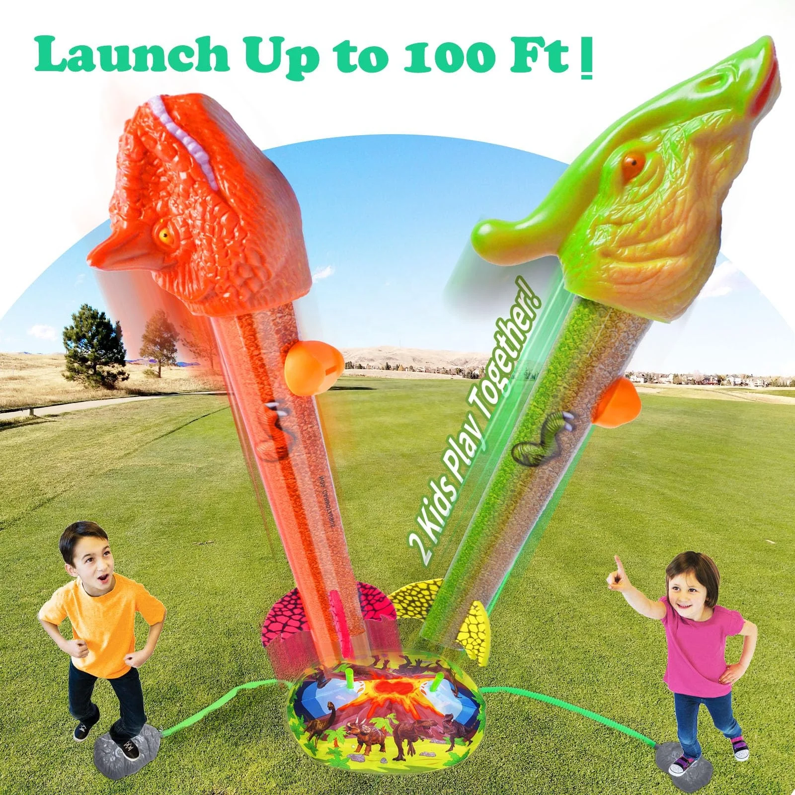 Ttreading Summer Toys Foam Colorful Outdoor Outside Sport Toys Fun Dinosaur Toy Electric Rocket Launcher For Kids