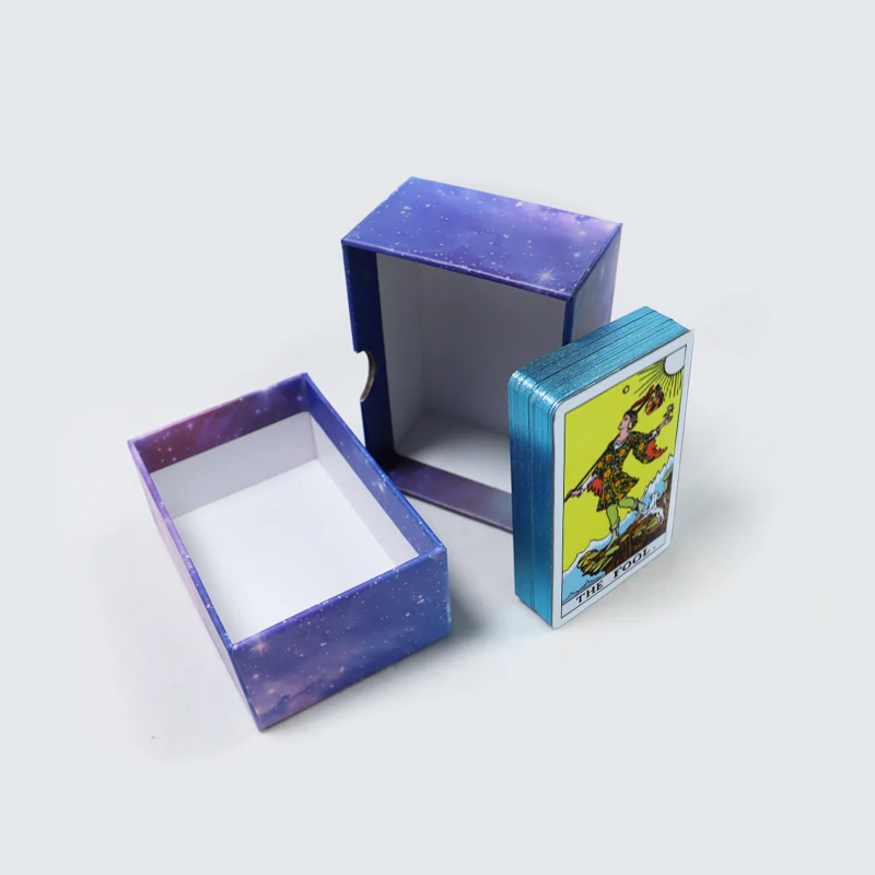 Personalized Customization Colorful Gilt Edges Oracle Deck Stamping Emboss Foil Tarot Cards with Rigid Box
