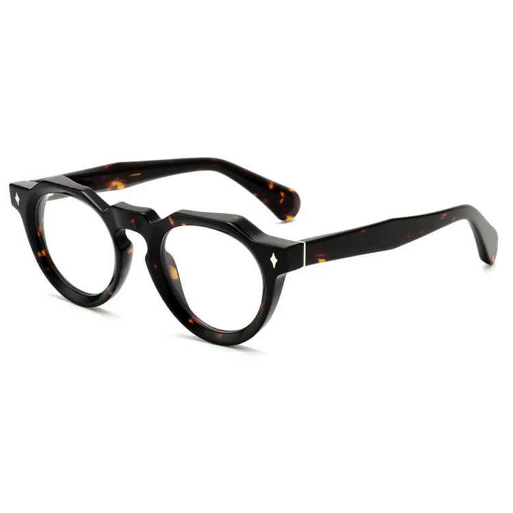2023 High Quality Hot Selling Eyeglasses Oversized Round Acetate Frame Anti-Blue Ray Transparent Black Optical Glasses