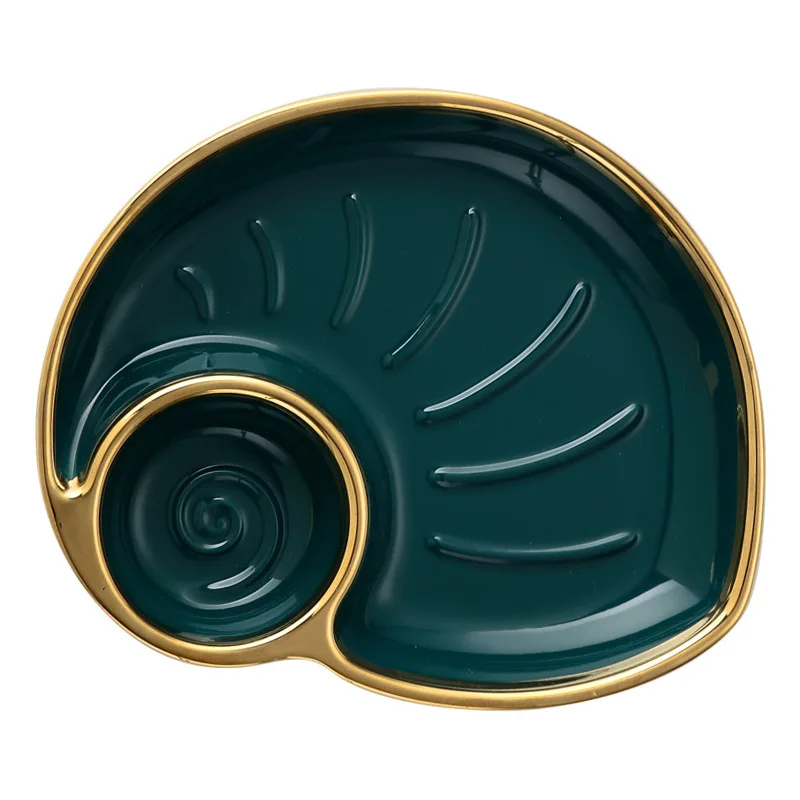 Modern Luxury Golden Edge Conch Shaped Dinner Plate Ceramic Dinner Plate Creative Tableware