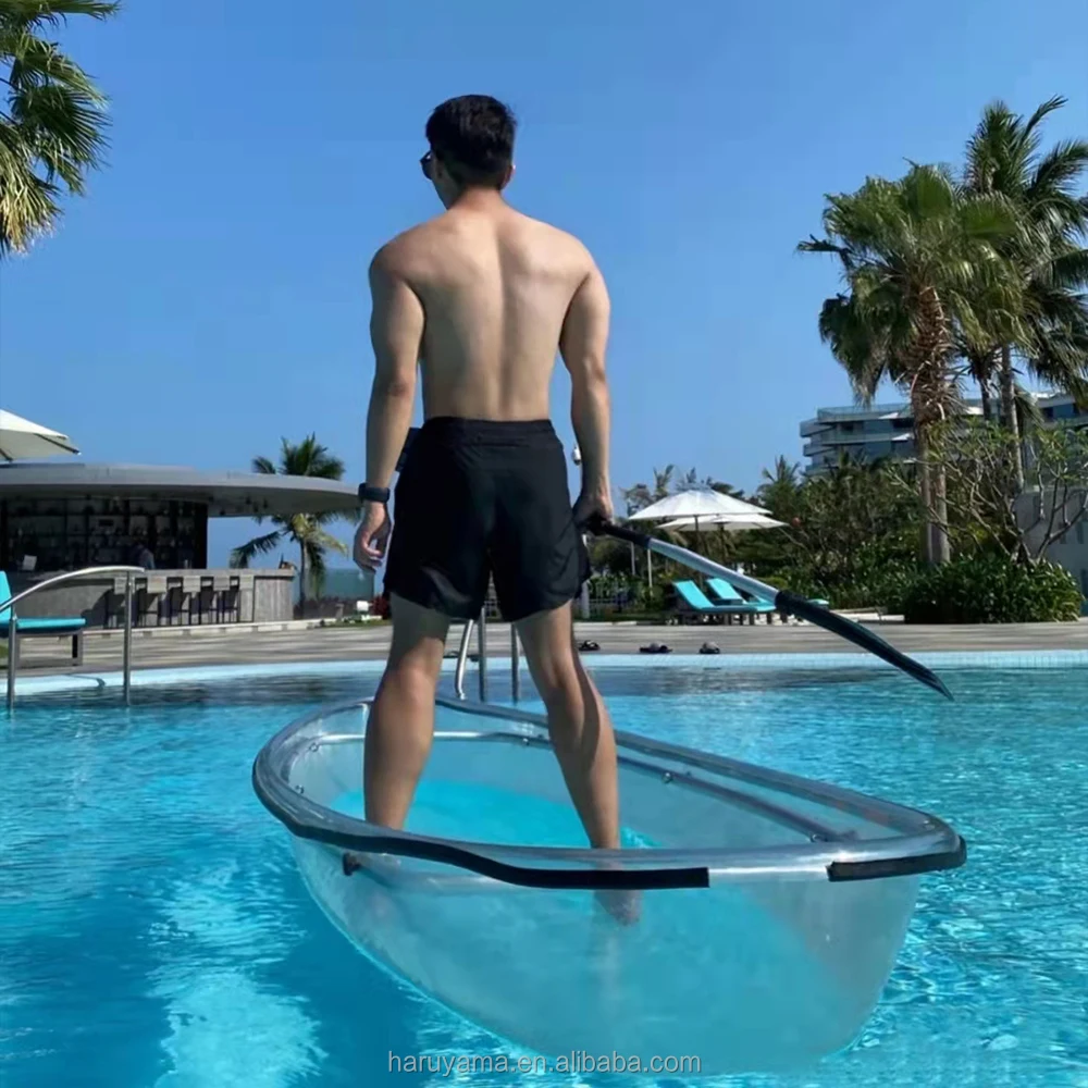 Crystal kayak fishing boat transparent canoe boat with clear bottom for wholesale