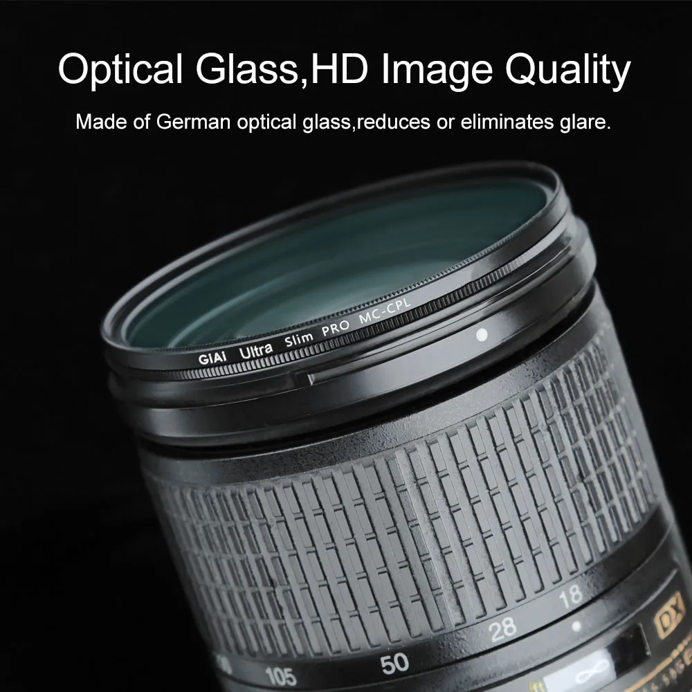 52mm 67mm 77mm Professional Production Optical Glass Circular-polarized Filter For Cameras