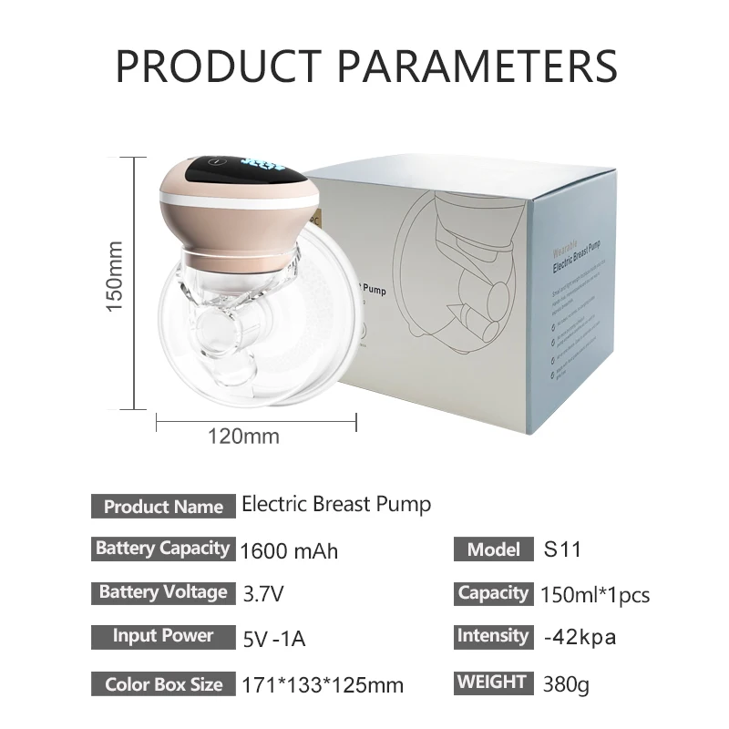 Touch Panel Wireless and Wholesale Electric Wearable OEM Breast Pump With LED Display Screen