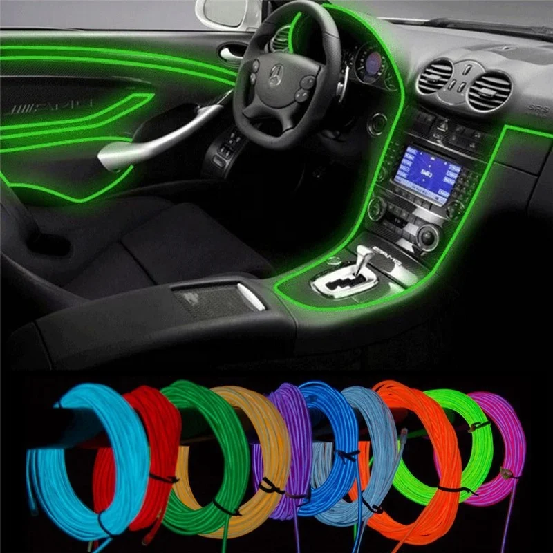 Wholesale Car Interior Decorative EL Wire Cold Light Strip LED Auto USB Flexible Neon RGB atmosphere ambient lamp