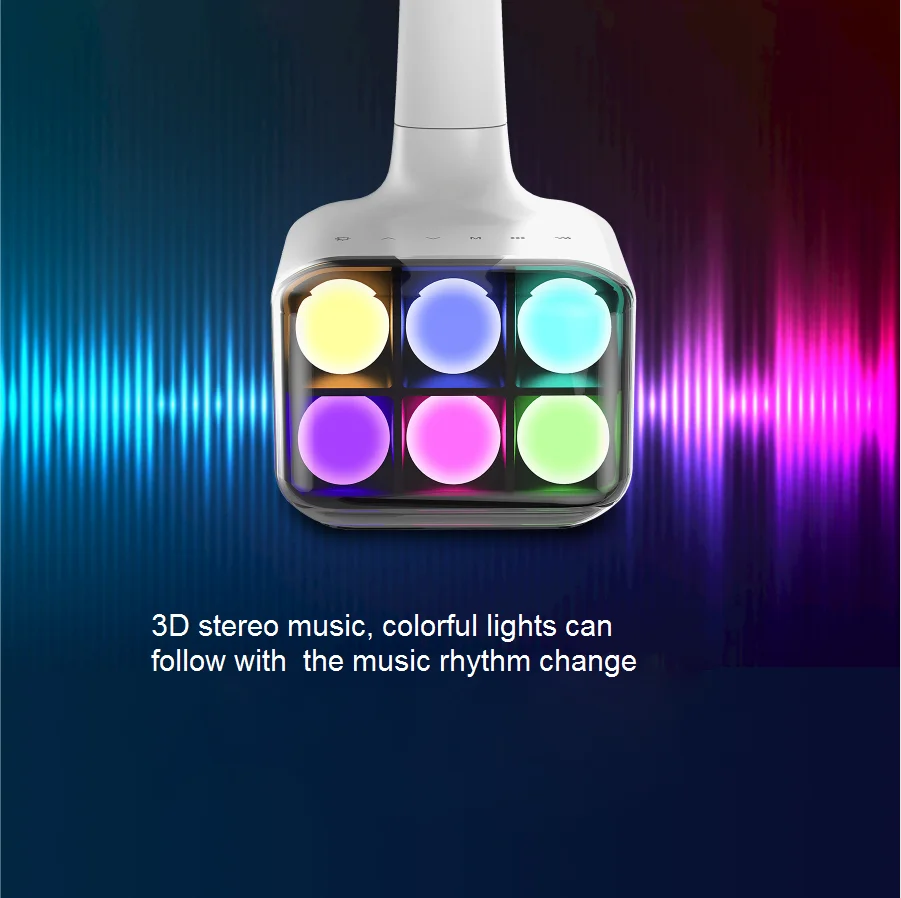 Smart New Design 5 Grade Brightness LED Table Reading Lamp With Colorful Atmosphere Light BT Speaker For Study Work Student Kid