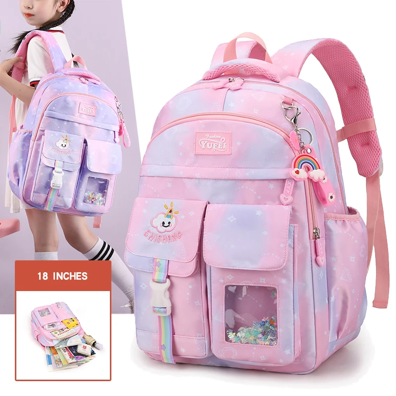 2023 kawaii customize Large-capacity girl backpack for kids cute beautiful school bags for girls 13 years schoolbag