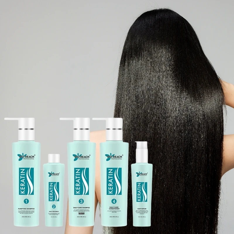 Bio Reach OEM Brazilian Smooth Anti-frizzy Keratin Straight Hair Cream Keratin Shampoo Hair Care Set