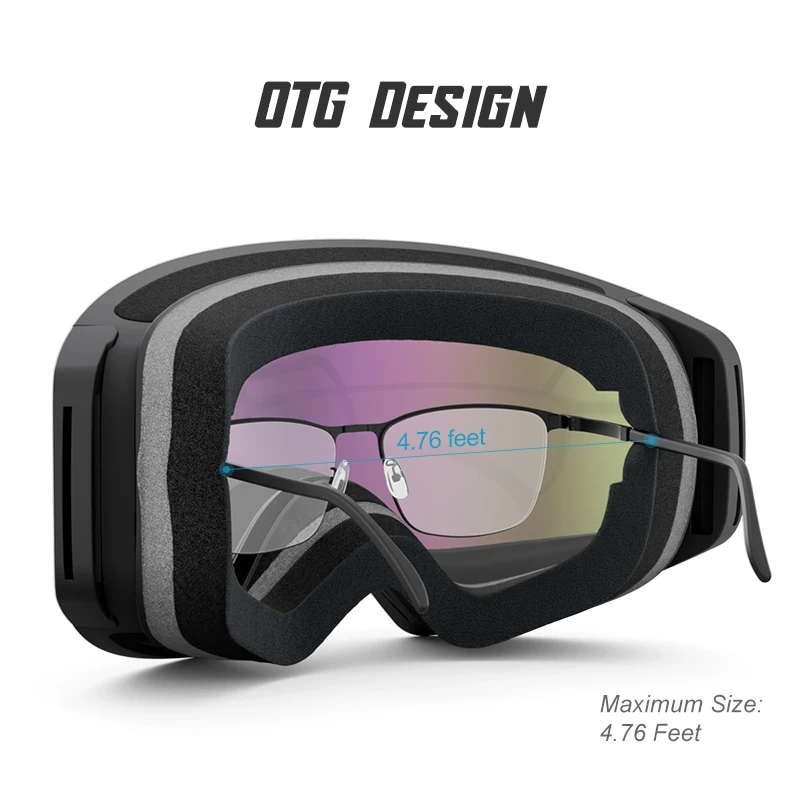 Snowledge 197D Ski Goggles Frameless Magnetic Interchangeable Lens 100% UV400 Protection Snow Goggles for Men Women