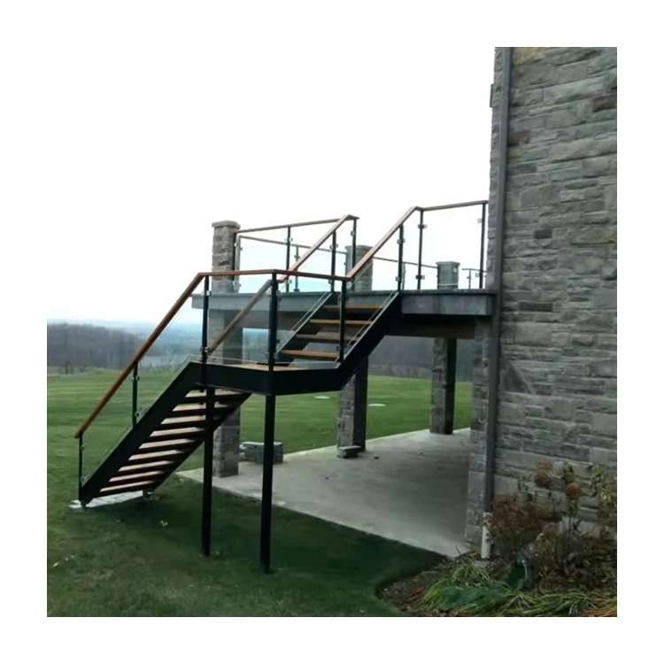 Galvanized outdoor Industrial checkered Metal steel plate Stairs /Staircase
