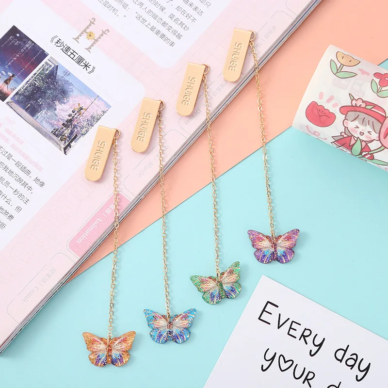 Custom Cute personalized Butterfly Acrylic Bookmark with Metal Pendant