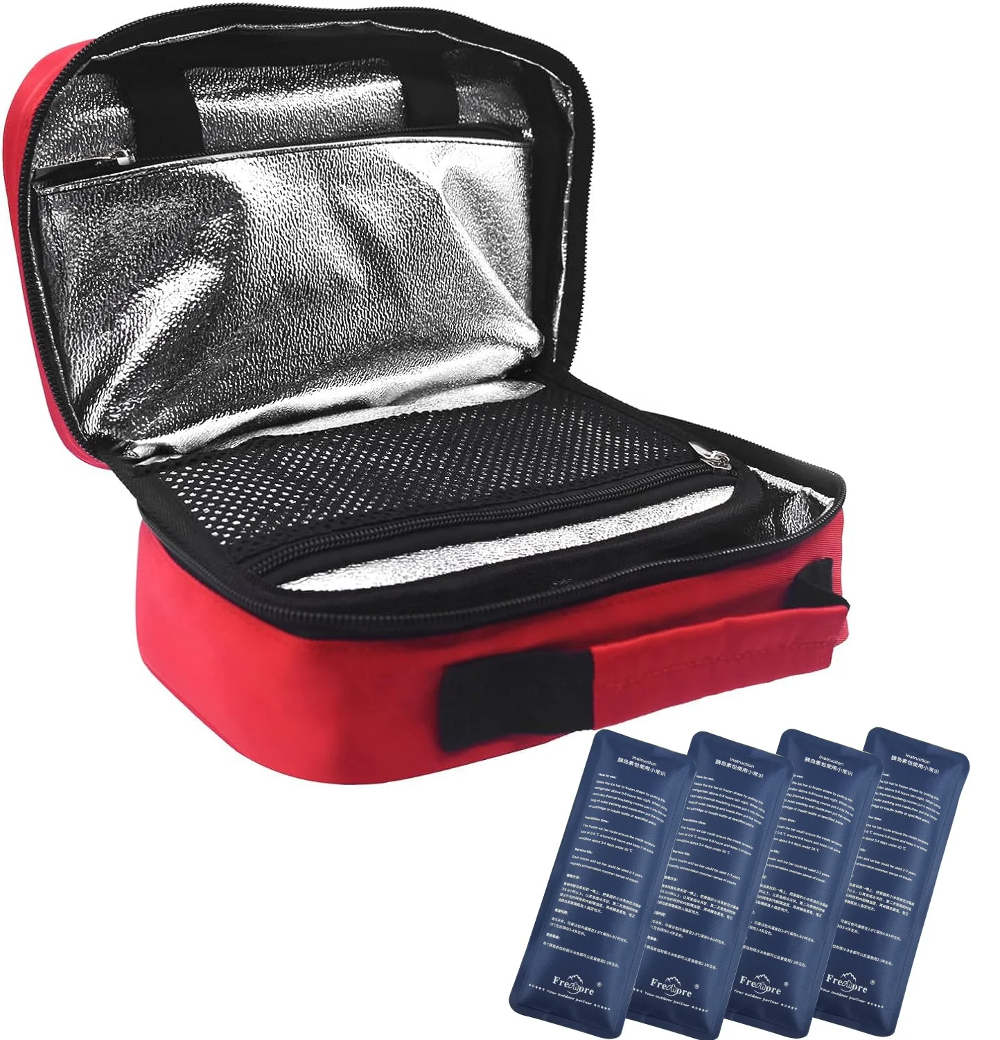 Custom Insulin Cooler Travel Case Diabetic Medication Cooler Bag With 4 Ice Packs