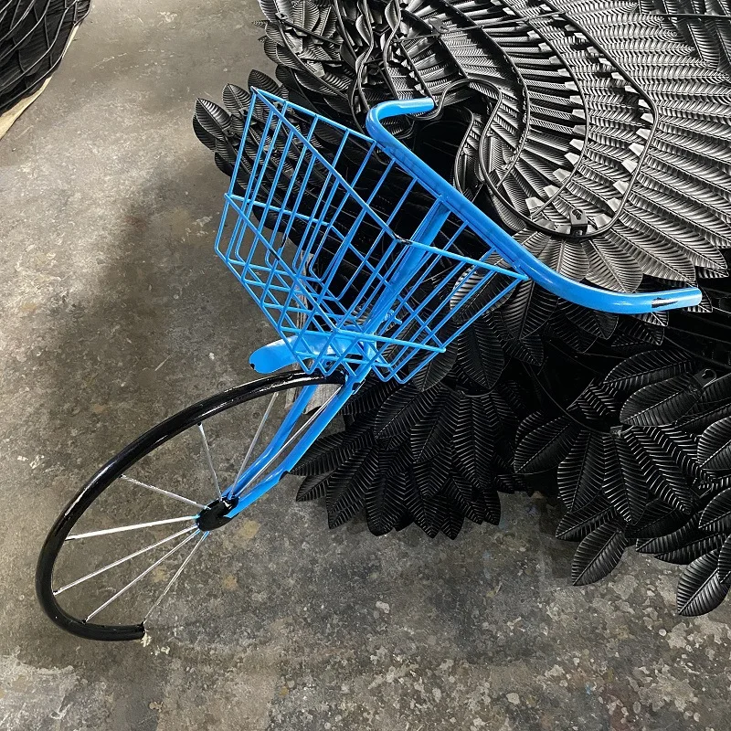 Retro creative bicycle flower basket front wall hanging bar wall decoration