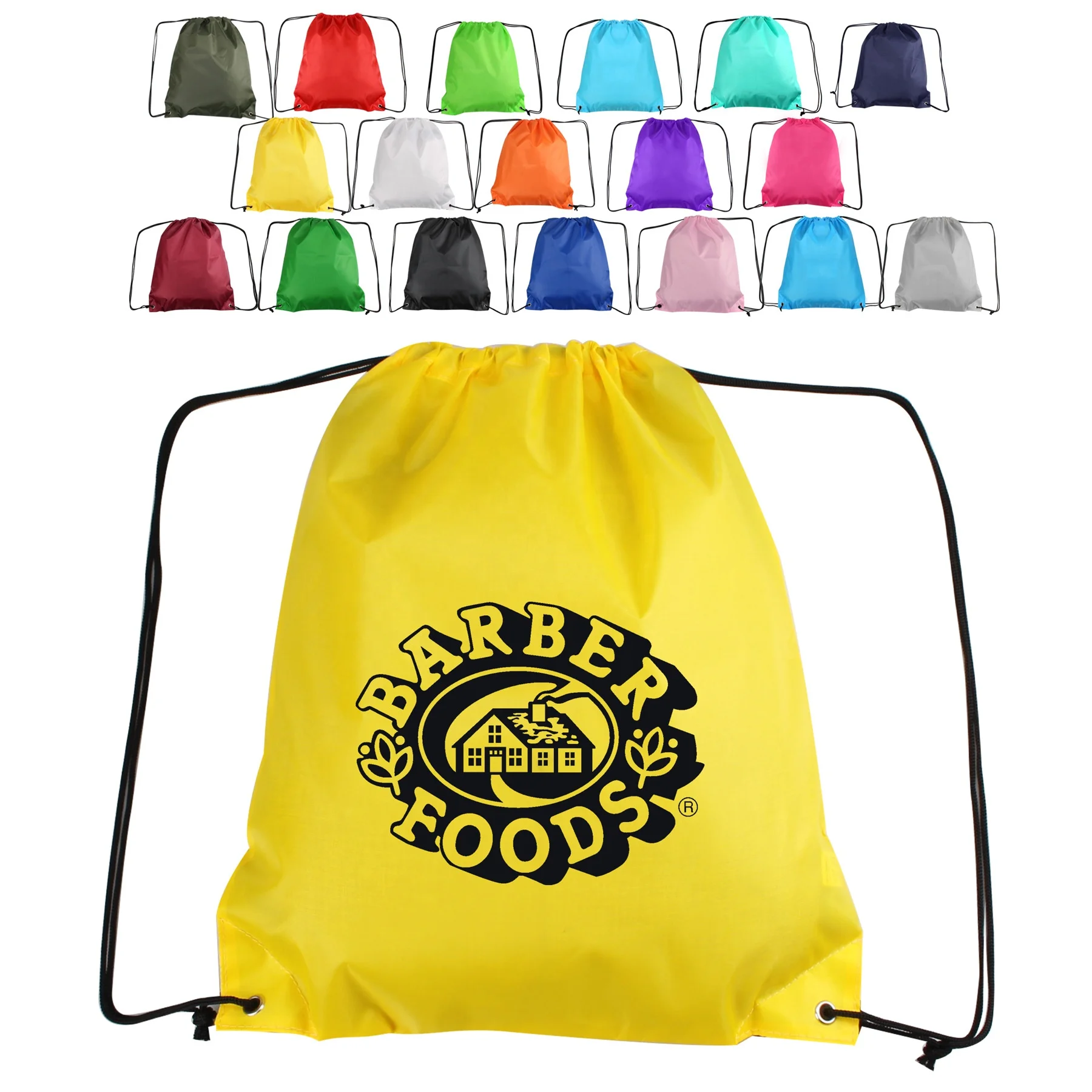 210D Or 420D Shoe Bag Custom Logo Gym Waterproof Polyester Bags Sport Nylon Backpack Drawstring Backpack String Bag With Custom