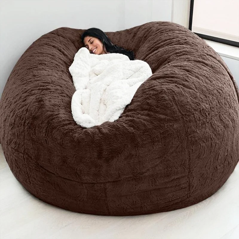 Luxury Fur Lazy Sofa Couch Xxl Love Sack Fluffy Bean Bag Chair Cover Modern Large Giant Bean Bag Bed For Adults Humans