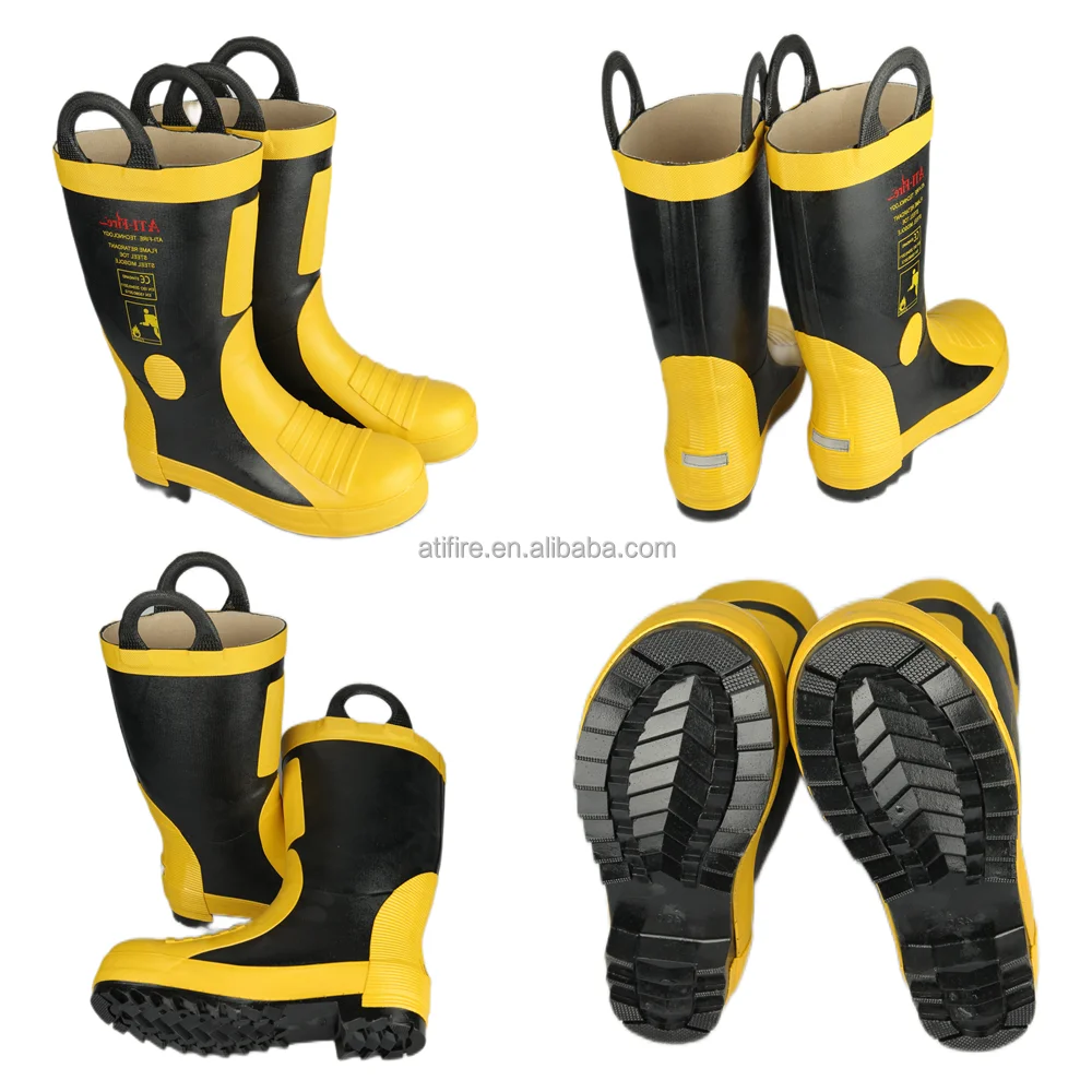Customized LOGO Firefighter Safety Boot Flame Retardant Rubber EN15090 Fireman Rescue Fire Fighting Protection Gear Firefighting