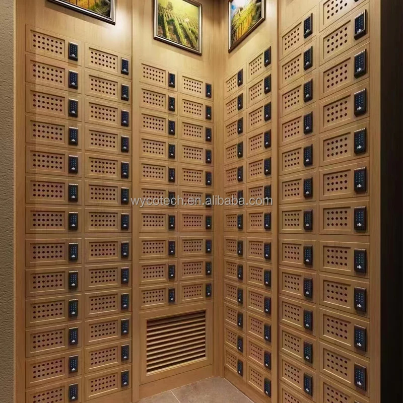 Made of Spain Cedar Custom Solid Wood Lighting Tobacco Display Cabinet Smoke Cigar Lounge Furniture Luxury Cigar Display Cabinet