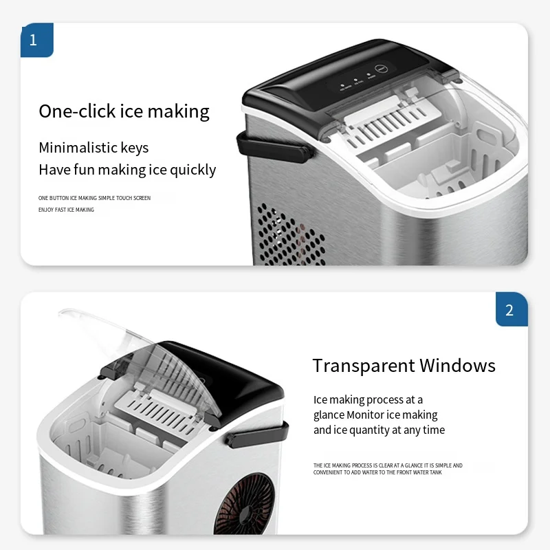 Beeman  Mini Portable Ice Maker Household Stainless Steel Countertop Bullet Shaped Ice Maker Machine