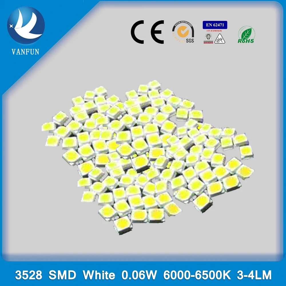 Vanfun 3528 SMD светодиодный чип многоцветный 4-контактный RGB Epistar изготовленный для светодиодной лампы излучающей белый Ультрафиолетовый красный синий свет