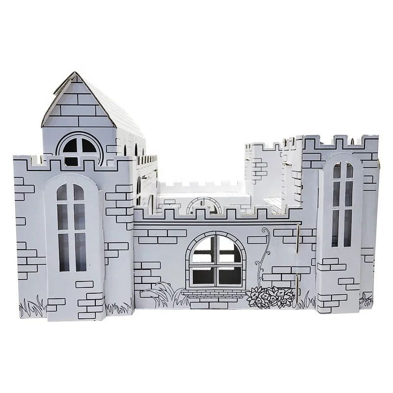 Educational Toy Erasable Cardboard DIY Doodle House Castle For Children