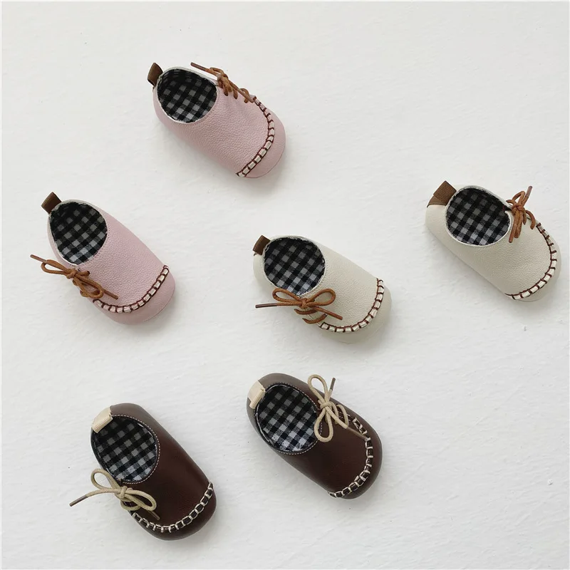 Q2-baby Leather Shoes Infants Toddler Soft Sole Boys Girls Crawling Slippers First Walking